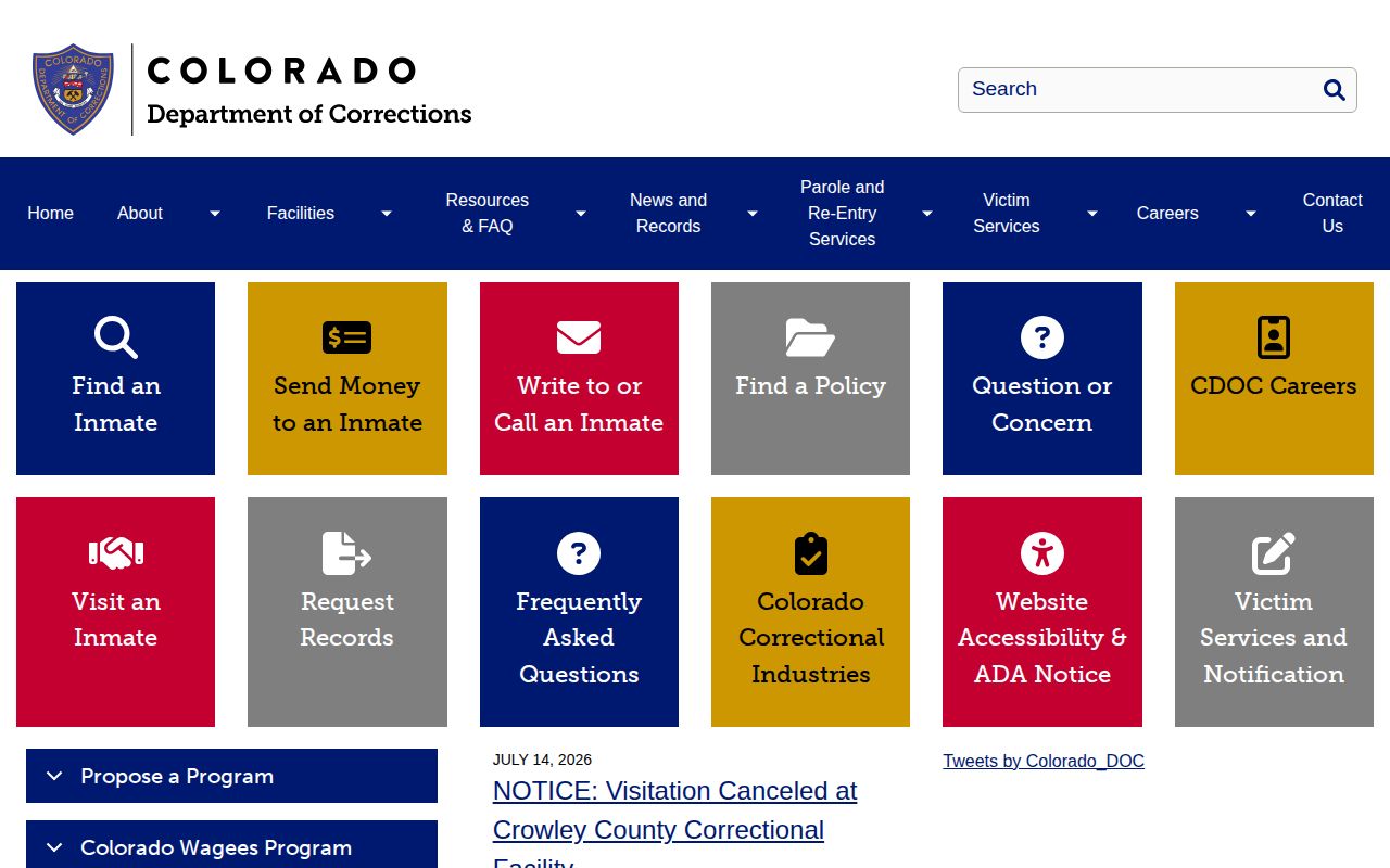 Colorado Department of Corrections offender search and release record resources for Montrose County