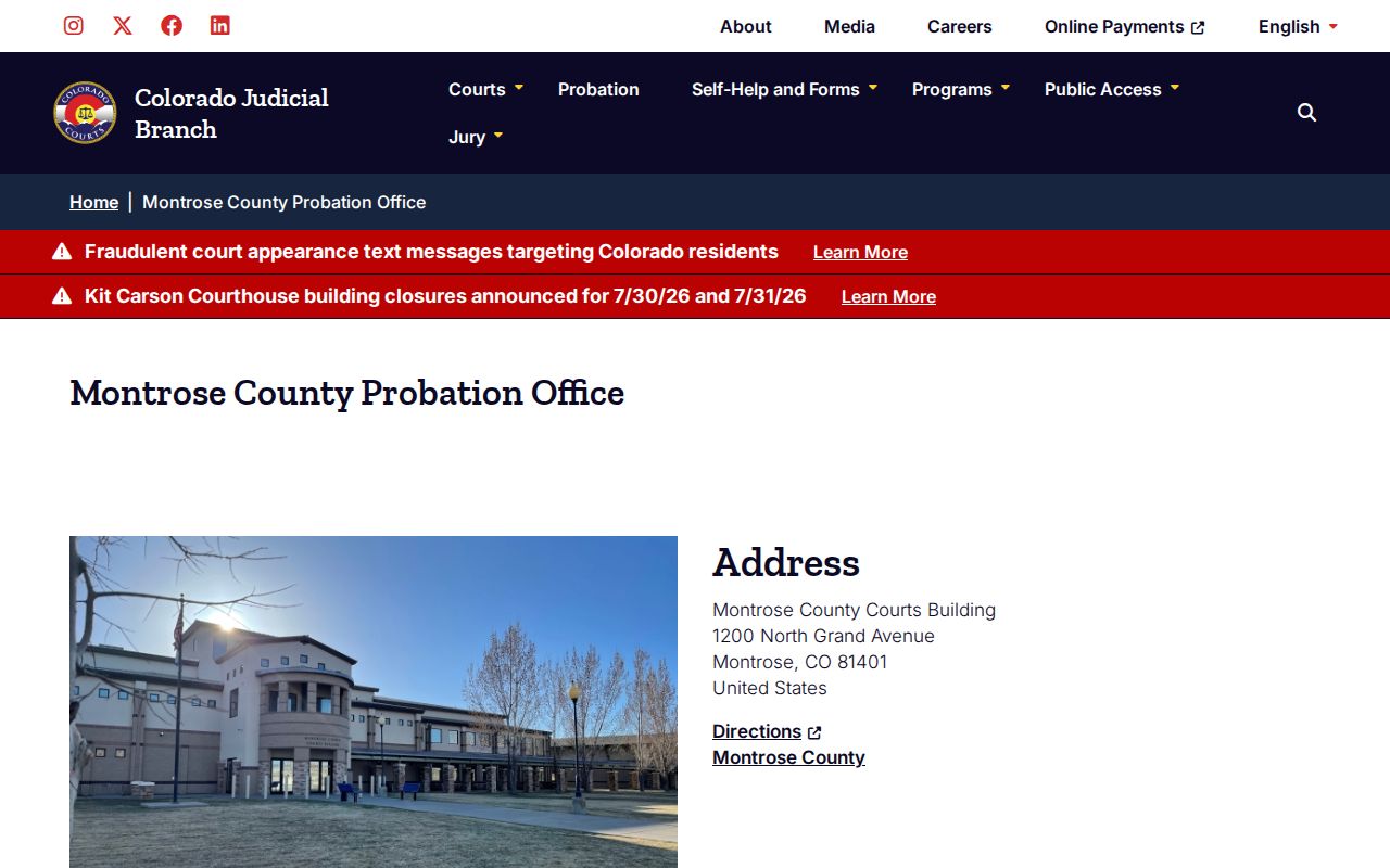 Montrose County probation office release supervision screenshot